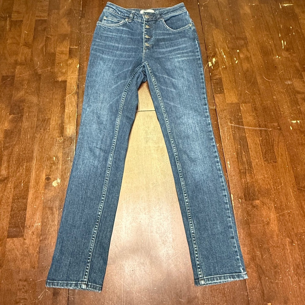 Anine Bing Jeans Women 24 Blue High Rise Straight Leg Button Fly Denim